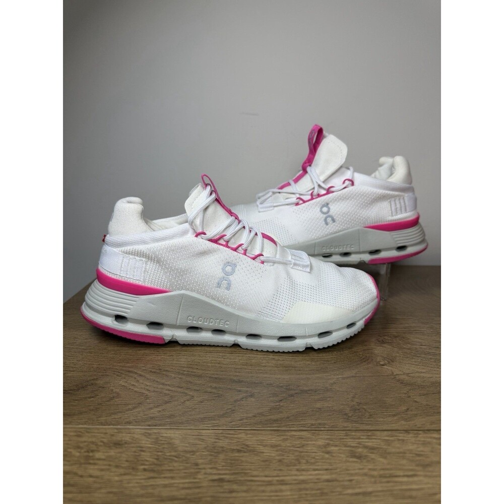 On Cloudnova Running Shoes Women’s 8 White Pink CloudTec Speedboard Sneakers